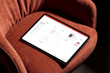 The Booksmart checkout open on a tablet, its search bar across the top reading “Search by title, author, keyword, isbn”.
